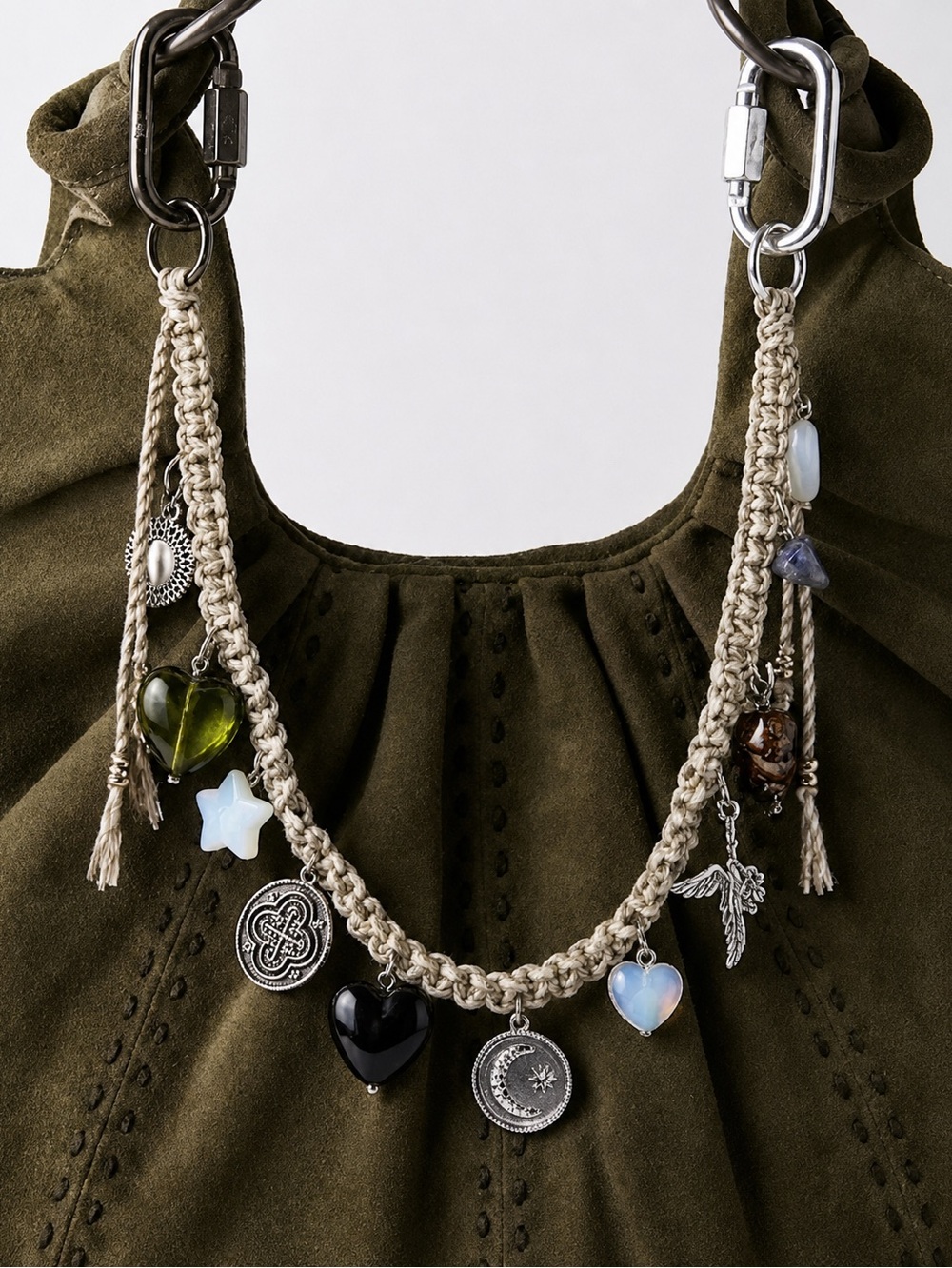 NWT FREE PEOPLE Friendship Swag Charm | Green/Silver MSRP $38